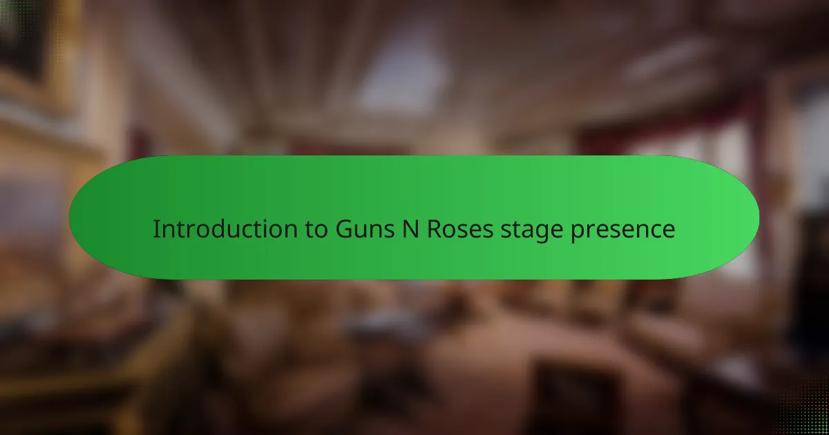 Introduction to Guns N Roses stage presence
