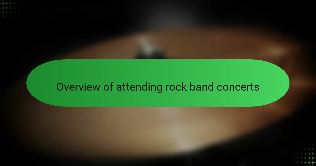 Overview of attending rock band concerts