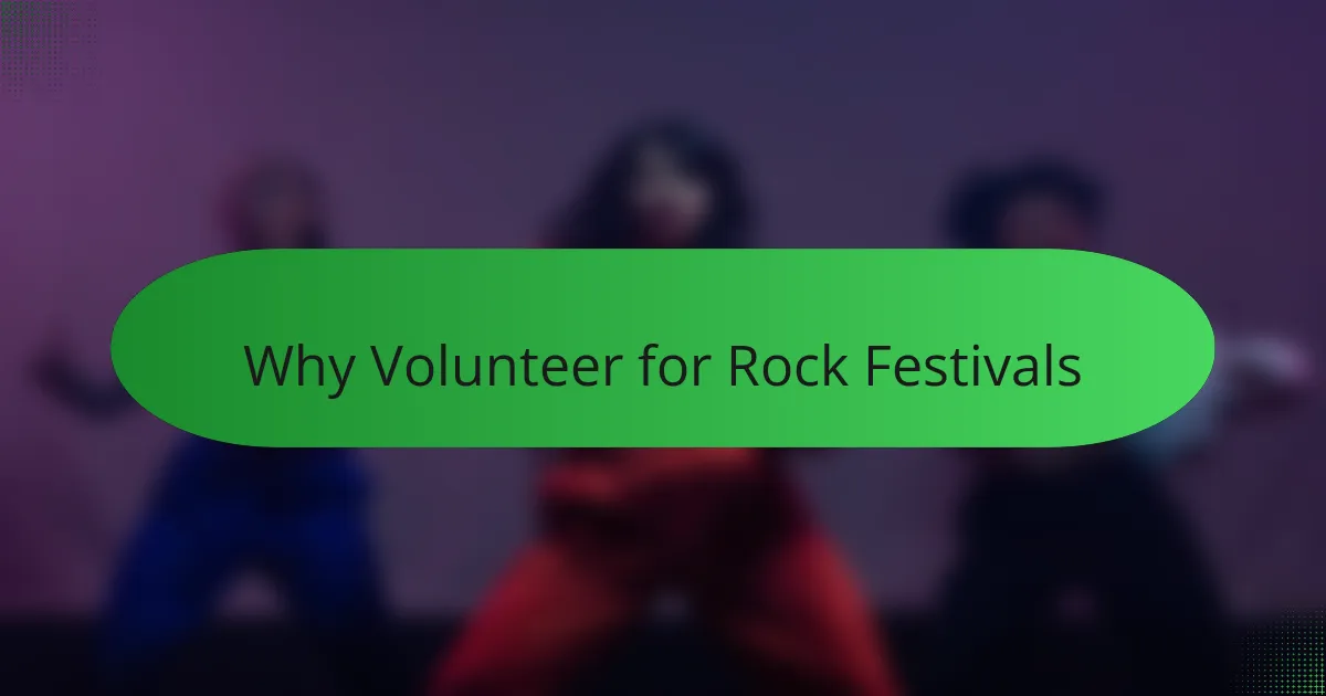 Why Volunteer for Rock Festivals